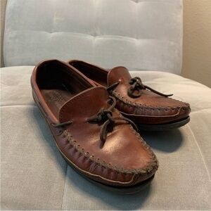 Minnetonka Brown Leather Moccasins Loafers Slip on Driving Shoes